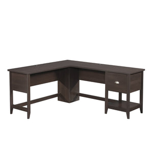 English Elm L-Shaped Desk In Elegant Brown Finish - Spacious Work Surface With Storage & Cable Management Solutions B356P367840