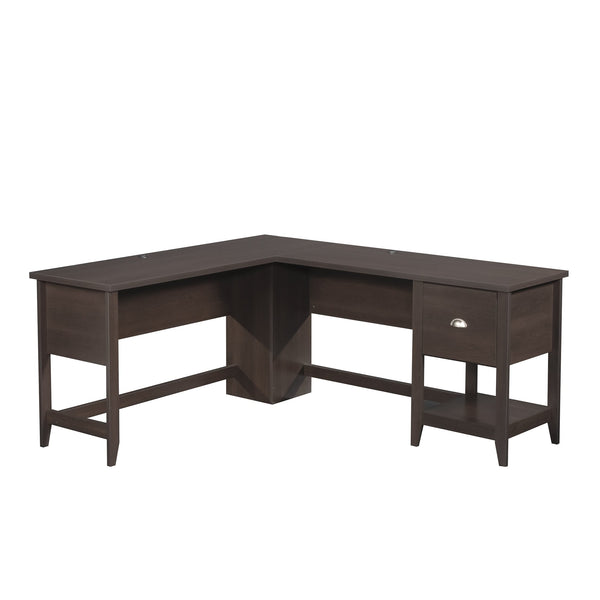 English Elm L-Shaped Desk In Elegant Brown Finish - Spacious Work Surface With Storage & Cable Management Solutions B356P367840