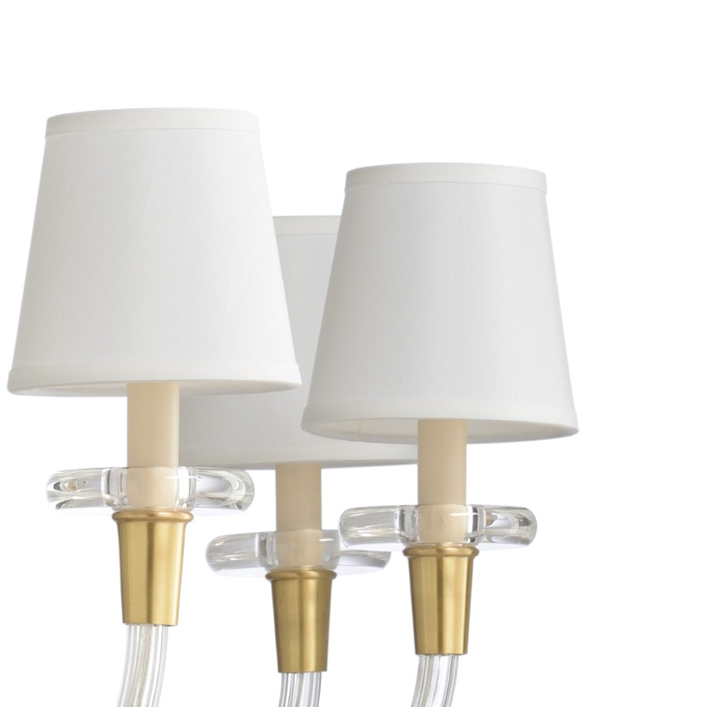 Wildwood Salon Crystal Chandelier With Antique Brass & White Silkette Shades, 8-Light Elegant Focal Fixture 67270