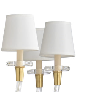 Wildwood Salon Crystal Chandelier With Antique Brass & White Silkette Shades, 8-Light Elegant Focal Fixture 67270