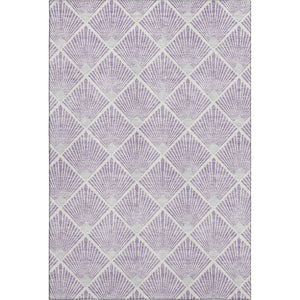 HomeRoots 10' X 14' Abstract Geometric Lavender & Ivory Area Rug - Washable, UV-Protected, Durable Design! 672701
