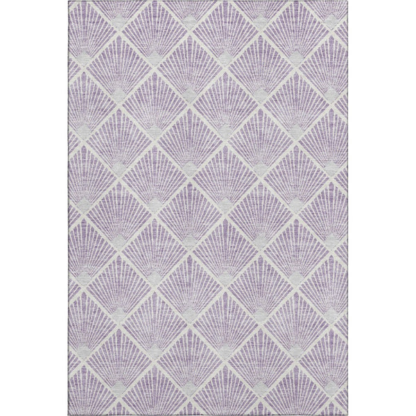 HomeRoots 10' X 14' Abstract Geometric Lavender & Ivory Area Rug - Washable, UV-Protected, Durable Design! 672701
