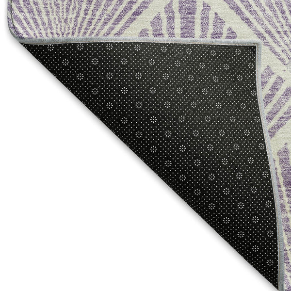 HomeRoots 10' X 14' Abstract Geometric Lavender & Ivory Area Rug - Washable, UV-Protected, Durable Design! 672701