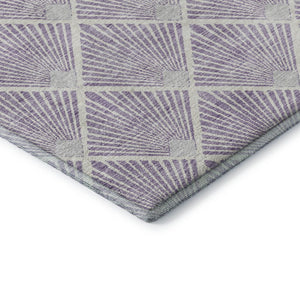 HomeRoots 10' X 14' Abstract Geometric Lavender & Ivory Area Rug - Washable, UV-Protected, Durable Design! 672701