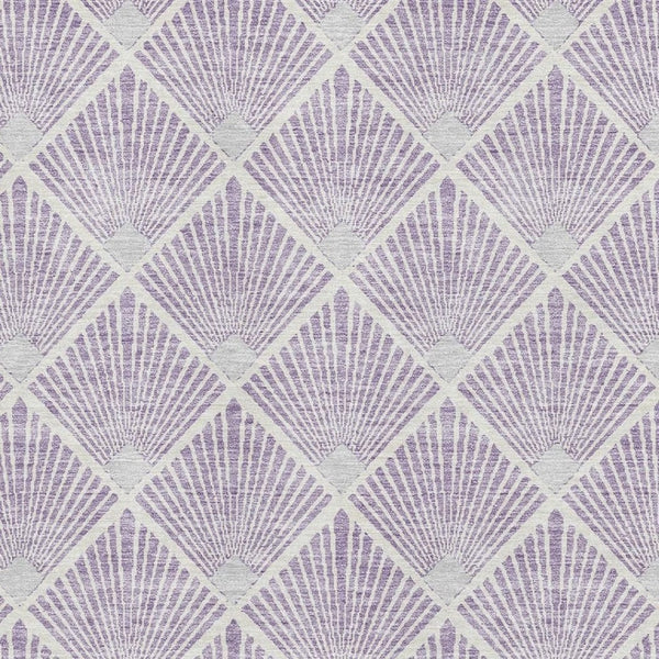 HomeRoots 10' X 14' Abstract Geometric Lavender & Ivory Area Rug - Washable, UV-Protected, Durable Design! 672701