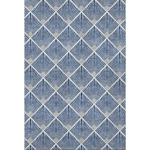 HomeRoots 8' X 10' Navy Blue & Ivory Geometric Washable Area Rug with UV Protection for Modern Living Spaces 672705