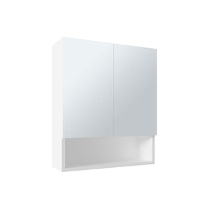English Elm Wanna 23" High Double Door Medicine Cabinet with Open Shelf, Adjustable Shelves, Sleek White MDF B070P286459