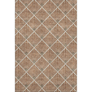 HomeRoots 5' X 8' Abstract Geometric Washable Area Rug - Rust & Beige, UV Protected, Stain Resistant Design 672709