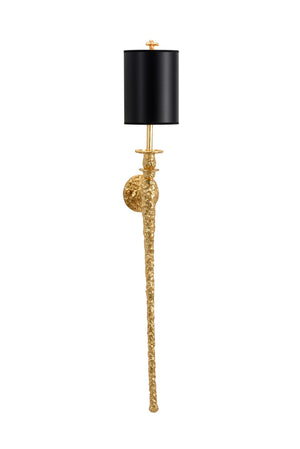 Wildwood Stiletto Sculptural Wall Sconce — Gold Stiletto Body With Black-Gold Shade, Modern Glam Accent Light 67271