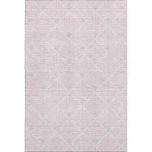 HomeRoots 5' X 8' Pink and Ivory Abstract Geometric Area Rug - Washable, UV Protected, Soft, and Stylish! 672715