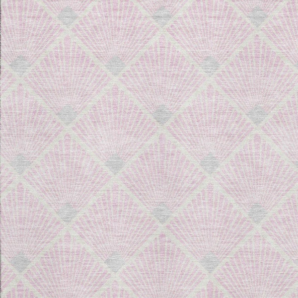 HomeRoots 5' X 8' Pink and Ivory Abstract Geometric Area Rug - Washable, UV Protected, Soft, and Stylish! 672715