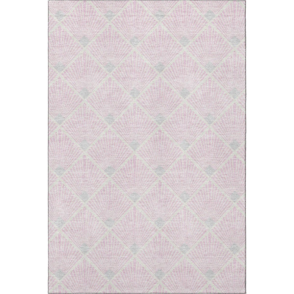 HomeRoots 5' X 8' Pink and Ivory Abstract Geometric Area Rug - Washable, UV Protected, Soft, and Stylish! 672715