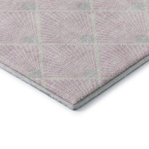 HomeRoots 8' Pink And Ivory Geometric Washable Round Rug - Durable, Stain-Resistant with UV Protection! 672716