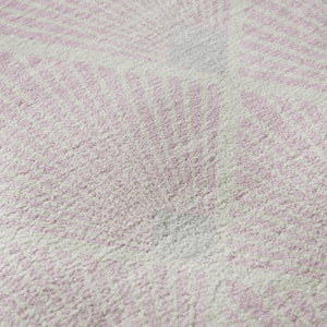 HomeRoots 8' Pink And Ivory Geometric Washable Round Rug - Durable, Stain-Resistant with UV Protection! 672716