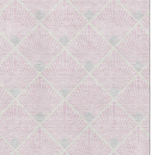 HomeRoots 8' X 10' Pink and Ivory Abstract Geometric Area Rug – Durable, Washable, UV-Protected for Modern Spaces 672717