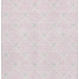 HomeRoots 8' X 10' Pink and Ivory Abstract Geometric Area Rug – Durable, Washable, UV-Protected for Modern Spaces 672717