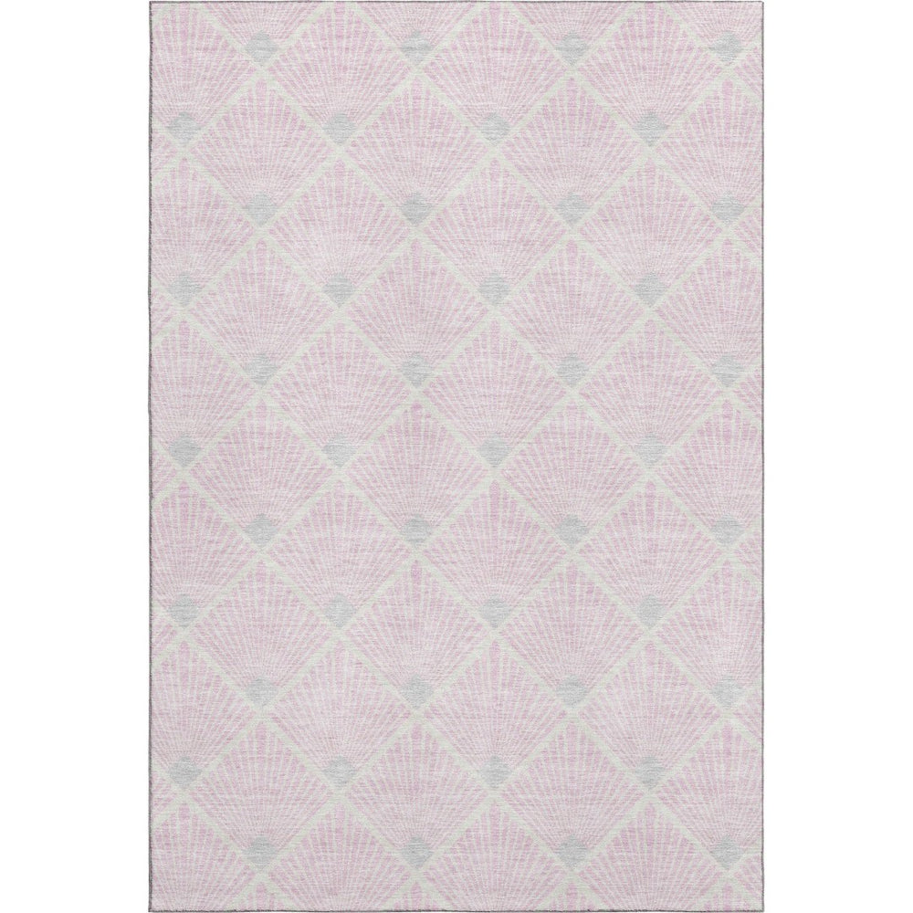 HomeRoots 9' X 12' Pink And Ivory Abstract Area Rug - Durable, Washable, UV-Protected for Modern Living Spaces 672718