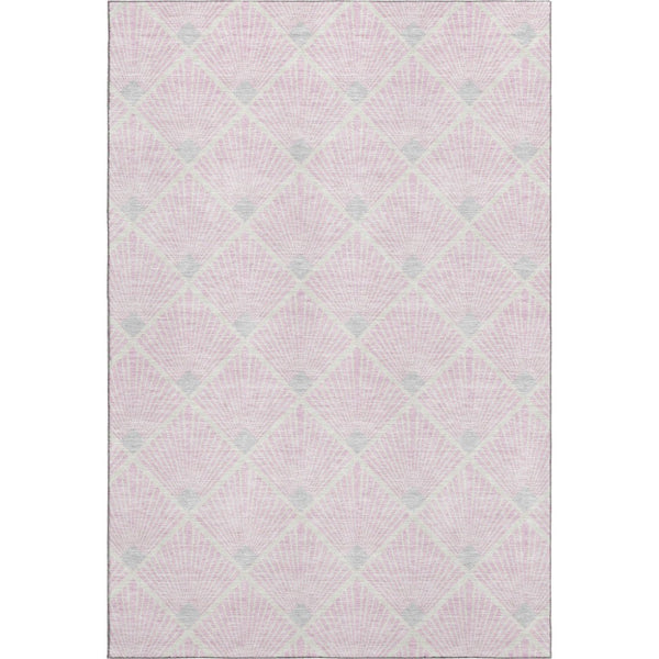 HomeRoots 9' X 12' Pink And Ivory Abstract Area Rug - Durable, Washable, UV-Protected for Modern Living Spaces 672718