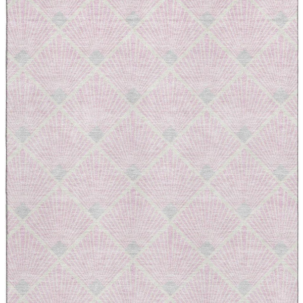 HomeRoots 10' X 14' Pink And Ivory Abstract Geometric Area Rug - Washable, UV Protected, Stain Resistant Design 672719