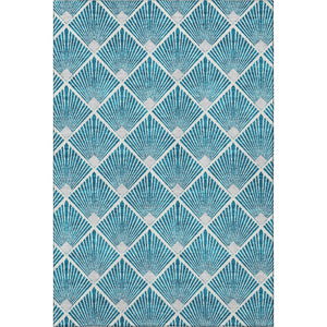 HomeRoots 8' X 10' Teal & Ivory Abstract Geometric Area Rug – Durable, Washable, UV Protected for Homes 672723