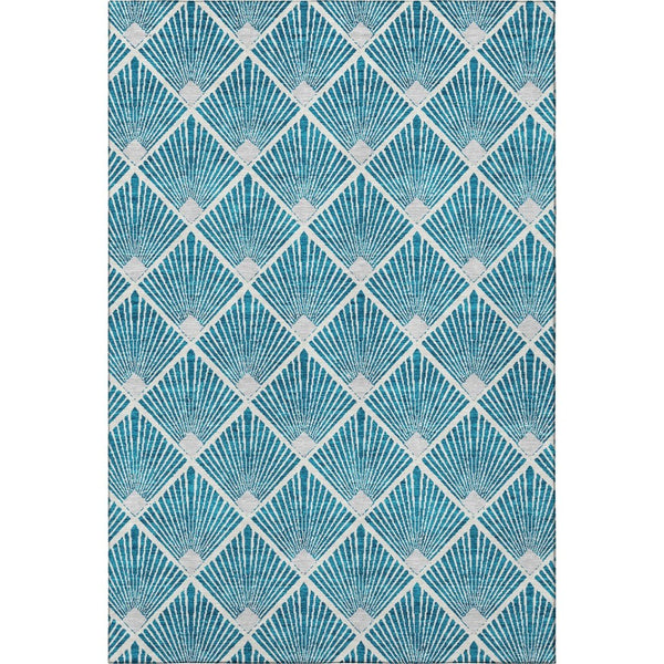 HomeRoots 8' X 10' Teal & Ivory Abstract Geometric Area Rug – Durable, Washable, UV Protected for Homes 672723