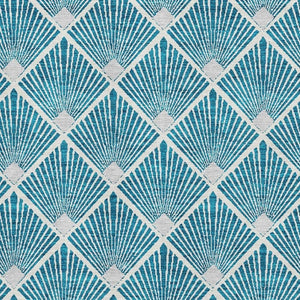 HomeRoots 9' X 12' Teal & Ivory Abstract Geometric Area Rug - Washable, UV-Protected, Stylish for High-Traffic Spaces 672724