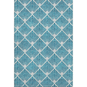 HomeRoots 10' X 14' Teal & Ivory Abstract Geometric Area Rug – Stylish, Washable & UV-Protected for Durability 672725