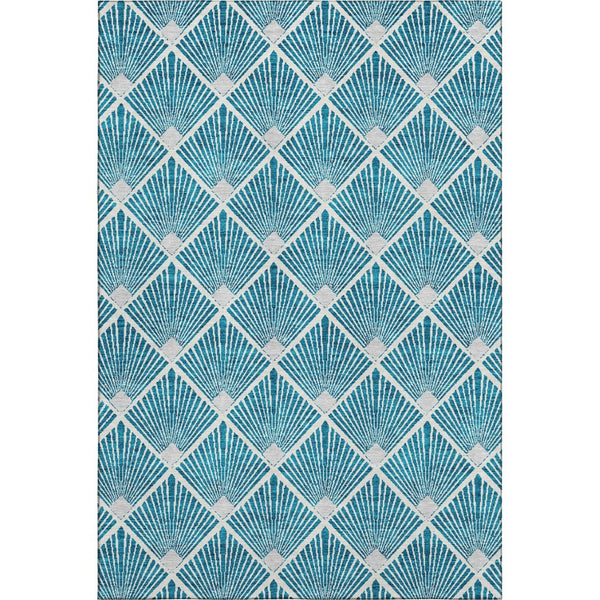 HomeRoots 10' X 14' Teal & Ivory Abstract Geometric Area Rug – Stylish, Washable & UV-Protected for Durability 672725
