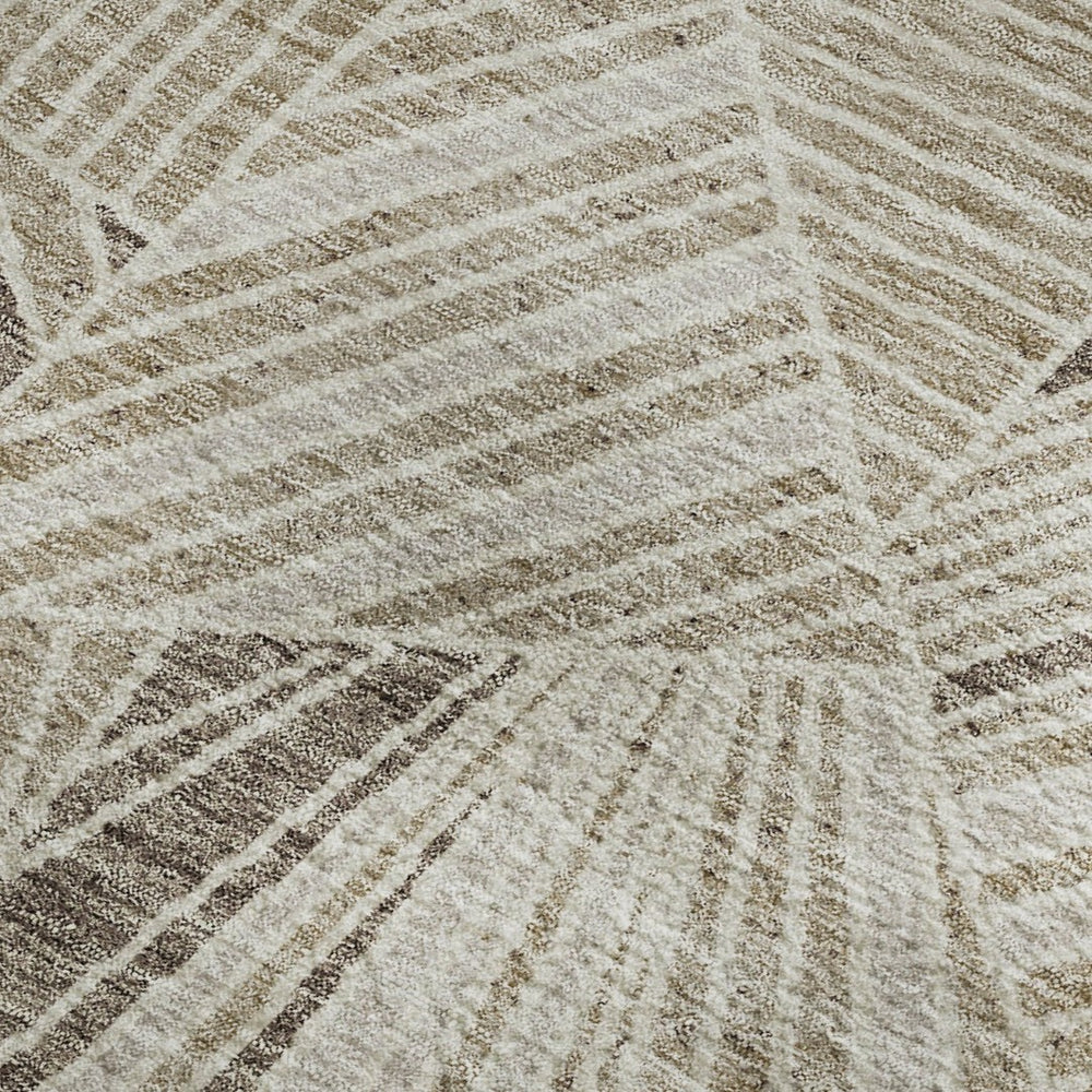 HomeRoots 8' X 10' Stylish Beige & Taupe Geometric Area Rug - Washable, UV Protected, Perfect for High-Traffic Spaces 672729