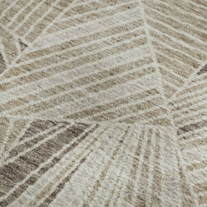 HomeRoots 8' X 10' Stylish Beige & Taupe Geometric Area Rug - Washable, UV Protected, Perfect for High-Traffic Spaces 672729