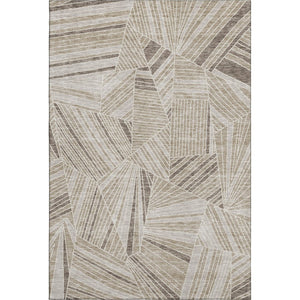 HomeRoots 9' X 12' Beige and Taupe Geometric Area Rug - Durable, Washable, UV-Protected for Stylish Spaces 672730