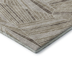 HomeRoots 9' X 12' Beige and Taupe Geometric Area Rug - Durable, Washable, UV-Protected for Stylish Spaces 672730