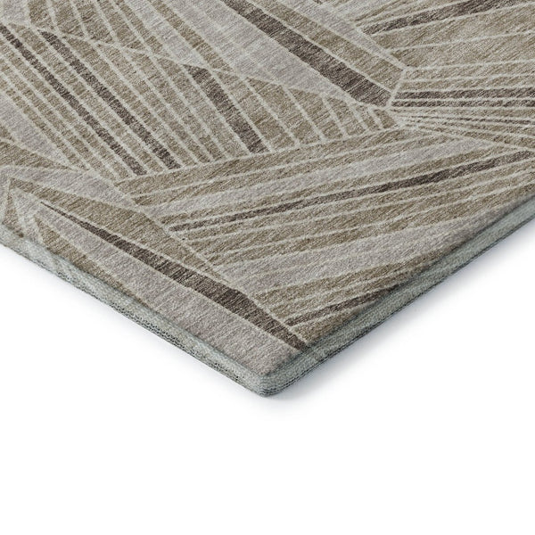 HomeRoots 9' X 12' Beige and Taupe Geometric Area Rug - Durable, Washable, UV-Protected for Stylish Spaces 672730