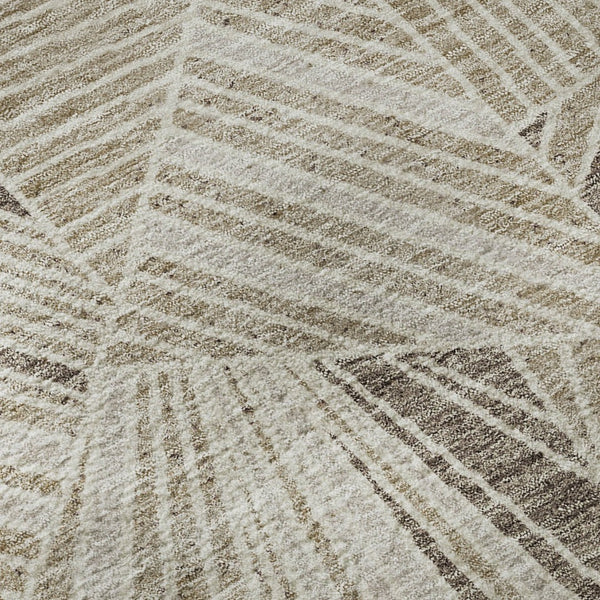HomeRoots 9' X 12' Beige and Taupe Geometric Area Rug - Durable, Washable, UV-Protected for Stylish Spaces 672730