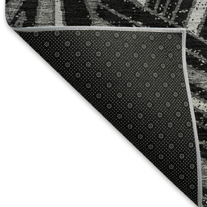 HomeRoots 9' X 12' Modern Black and Gray Geometric Washable Area Rug with UV Protection for Active Homes 672736