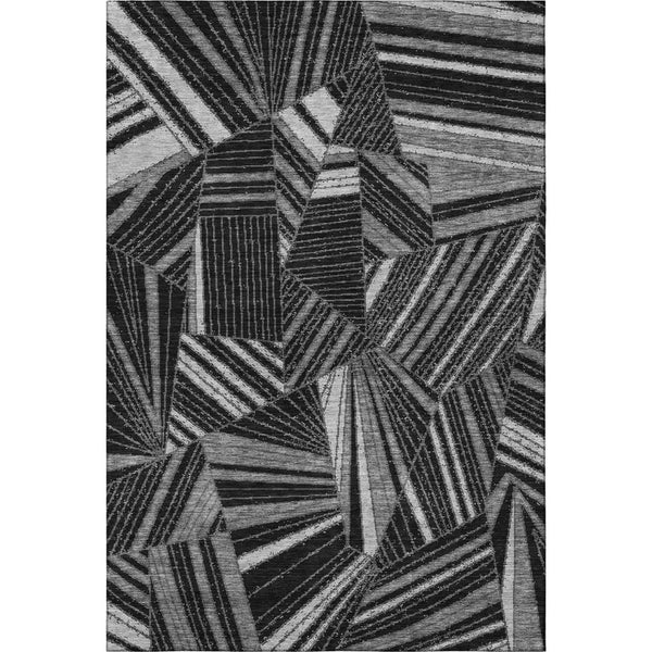 HomeRoots 9' X 12' Modern Black and Gray Geometric Washable Area Rug with UV Protection for Active Homes 672736