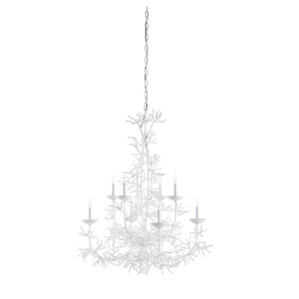 Wildwood Sea Breeze Chandelier Coral-Inspired Iron Fixture, 8-Light Airy White Design, Customizable Benjamin Moore Finish For Coastal, Modern Interiors 67274
