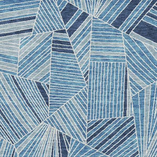 HomeRoots 8' X 10' Blue And Silver Geometric Area Rug - Stylish, Washable, UV-Protected for High-Traffic Spaces 672741