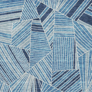 HomeRoots 9' X 12' Blue And Silver Geometric Washable Area Rug - Stain Resistant, UV Protected, Modern Design 672742