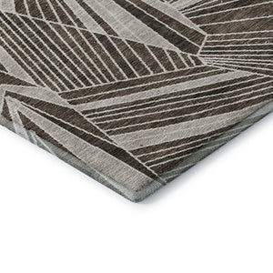 HomeRoots 5' X 8' Geometric Brown and Beige Washable Area Rug with UV Protection for Modern Homes and Pets 672745