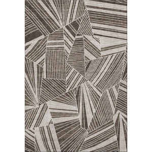 HomeRoots 5' X 8' Geometric Brown and Beige Washable Area Rug with UV Protection for Modern Homes and Pets 672745
