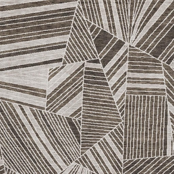 HomeRoots 8' X 10' Brown and Beige Geometric Area Rug – Washable, Stain-Resistant, UV Protected for Modern Spaces 672747
