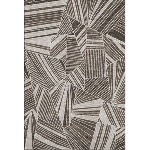 HomeRoots 9' X 12' Brown and Beige Geometric Area Rug - Washable, UV-Protected, Ideal for High-Traffic Spaces 672748