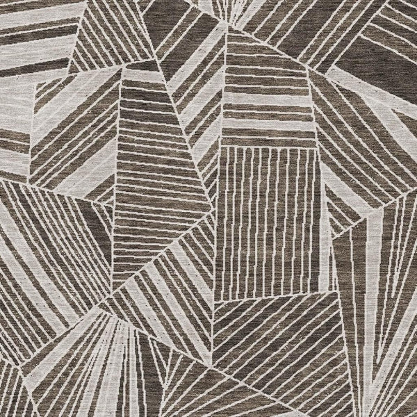 HomeRoots 9' X 12' Brown and Beige Geometric Area Rug - Washable, UV-Protected, Ideal for High-Traffic Spaces 672748