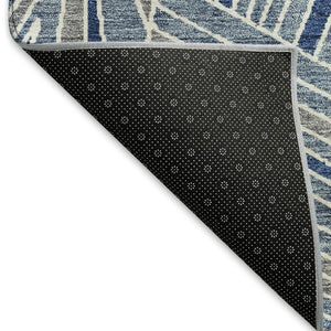 HomeRoots 9' X 12' Stylish Denim Blue & Ivory Geometric Washable Area Rug with UV Protection for Durability 672754