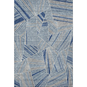 HomeRoots 9' X 12' Stylish Denim Blue & Ivory Geometric Washable Area Rug with UV Protection for Durability 672754