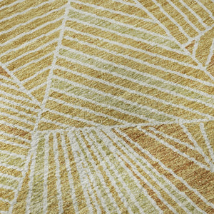 HomeRoots 9' X 12' Gold and Beige Geometric Area Rug - Durable, Washable, UV Protected for Stylish Living Spaces 672760