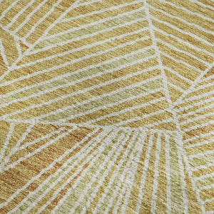 HomeRoots 10' X 14' Gold & Beige Geometric Area Rug - Washable, UV Protected, Stain Resistant for Active Homes 672761