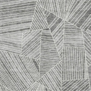 HomeRoots 5' X 8' Gray and Silver Geometric Area Rug – Washable, Durable, UV-Protected for High-Traffic Areas 672763