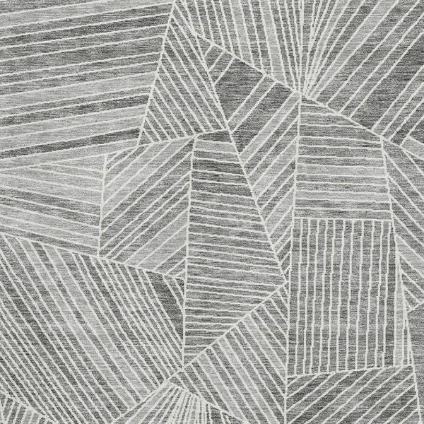 HomeRoots 5' X 8' Gray and Silver Geometric Area Rug – Washable, Durable, UV-Protected for High-Traffic Areas 672763
